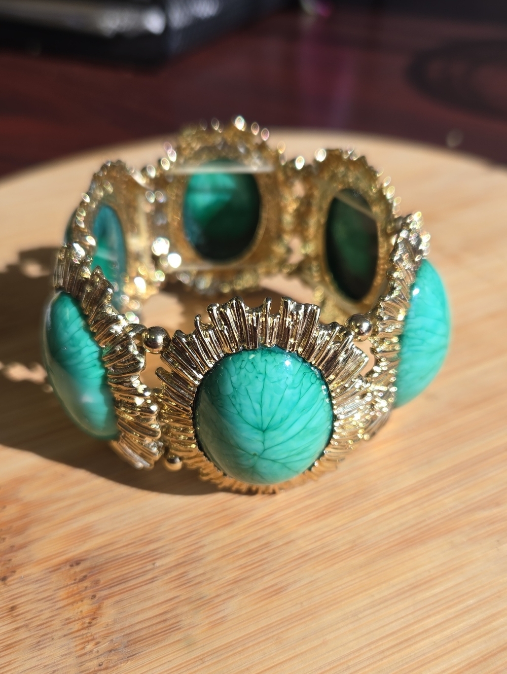 Stauer Gold-Tone Bracelet with Turquoise Cabochons